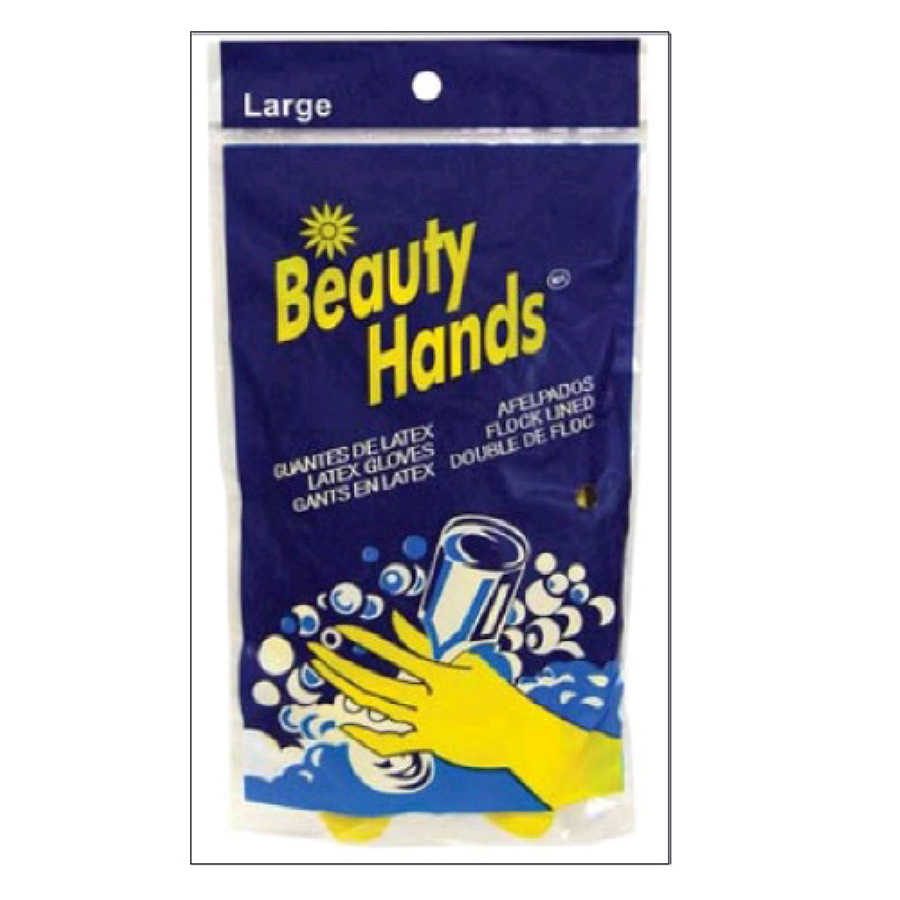 LATEX GLOVE 1 PK YELLOW FLOCK LINED LARGE