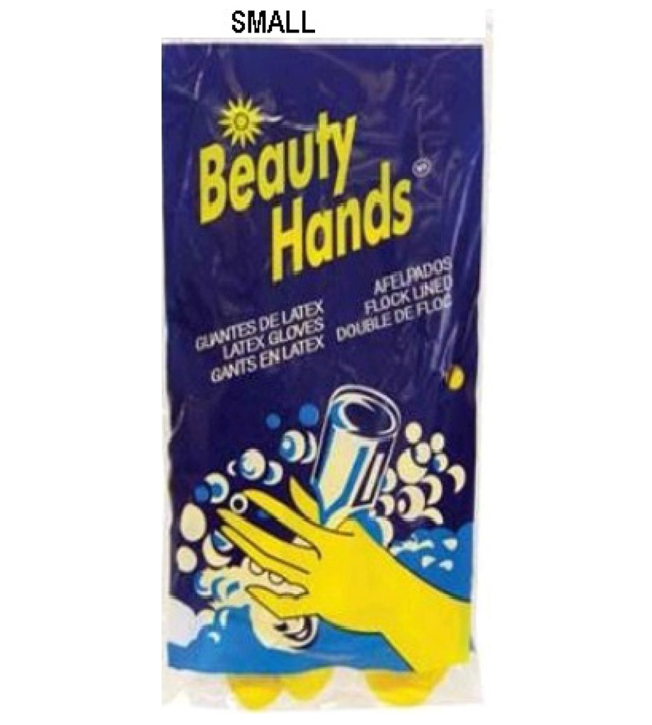 LATEX GLOVE 1 PK YELLOW FLOCK LINED SMALL