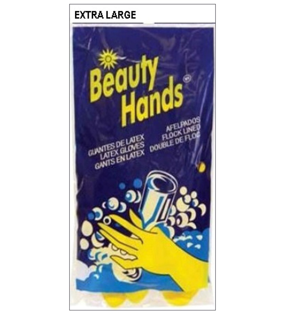LATEX GLOVE 1 PK YELLOW FLOCK LINED X-LARGE