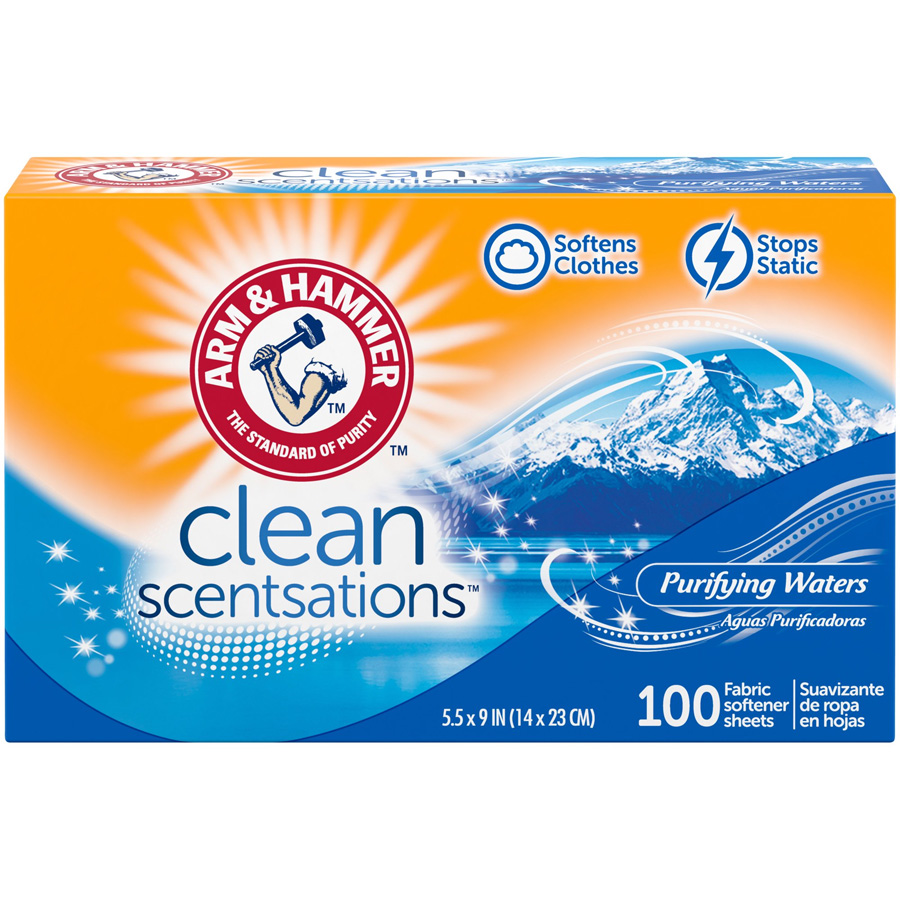 ARM & HAMMER FABRIC SOFTENER SHEETS 100 CT PURIFY WATER