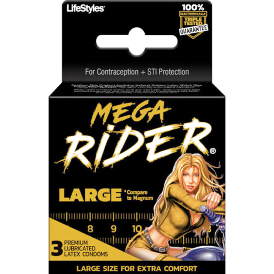 LIFE STYLES CONDOMS 3 CT MEGA RIDER LARGE
