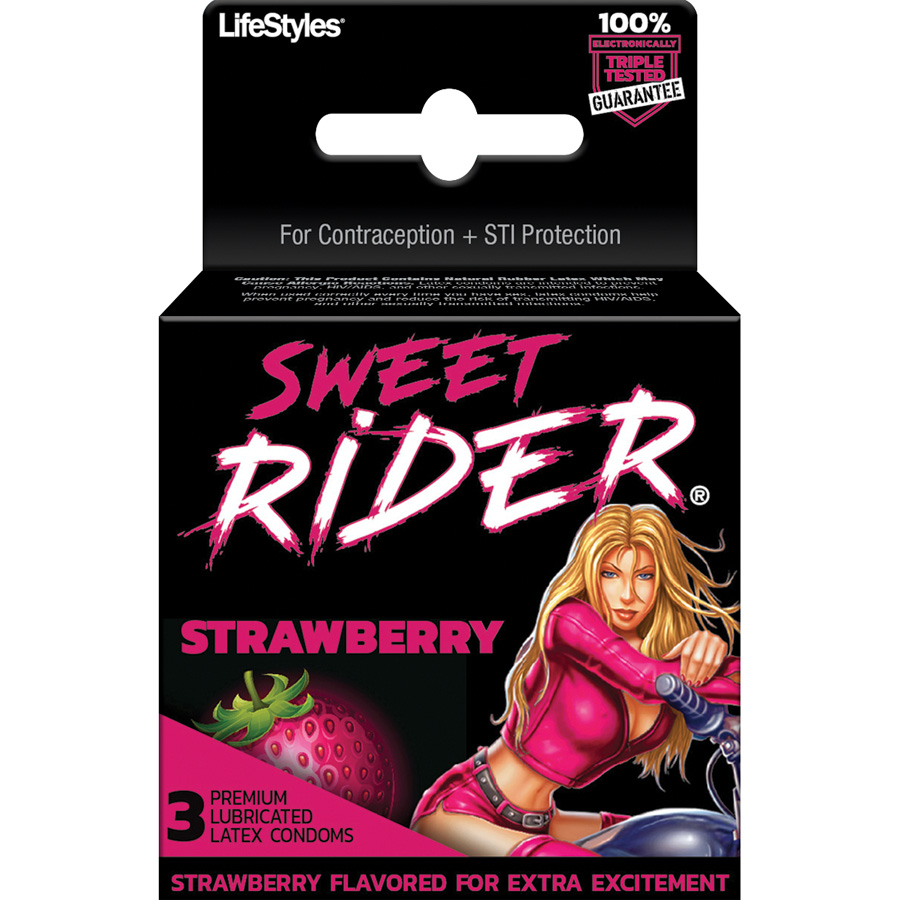 LIFE STYLES CONDOMS 3 CT SWEET RIDER STRAWBERRY