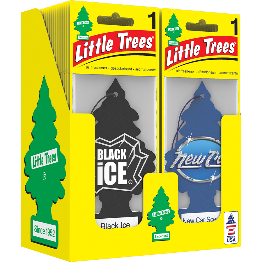 LITTLE TREES CAR FRESHENER 1 CT COUNTER DISPLAY ASST (BLACK ICE & NEW CAR)