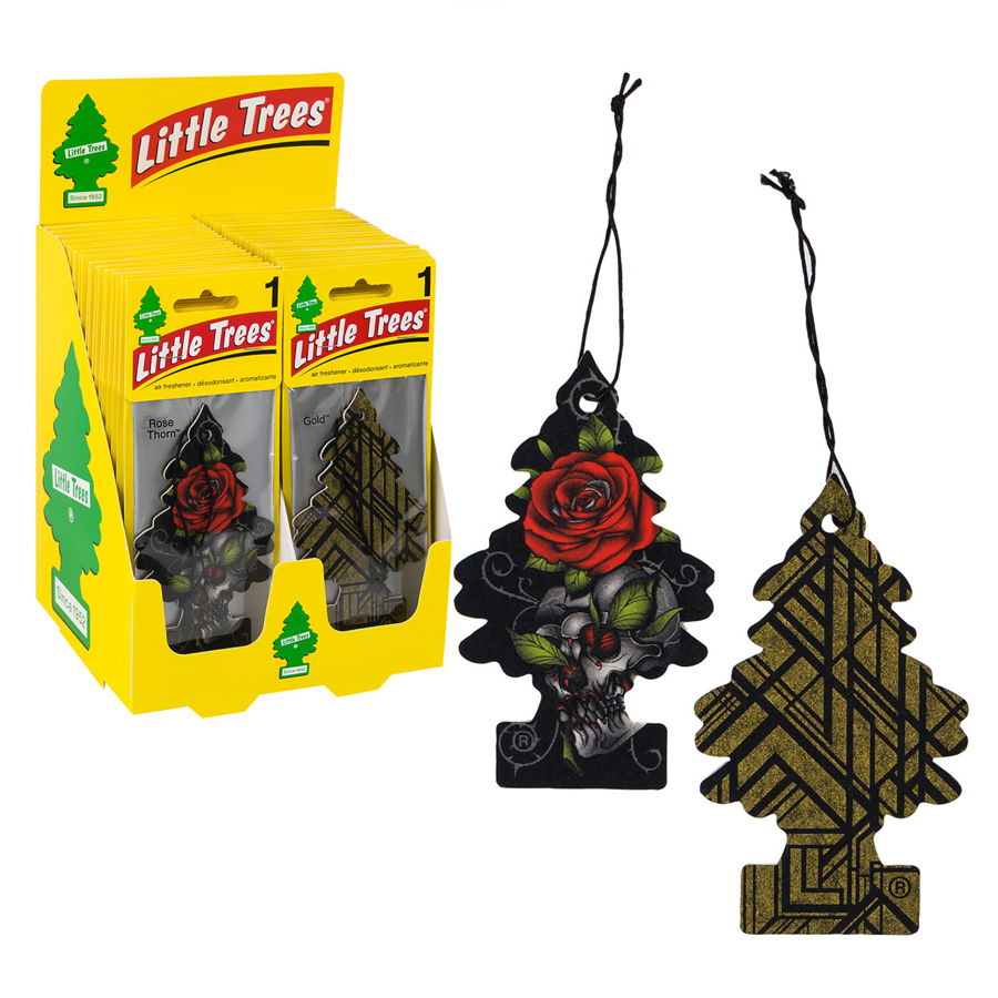 LITTLE TREES CAR FRESHENER 1 CT COUNTER DISPLAY ASST (ROSE THORN & GOLD)