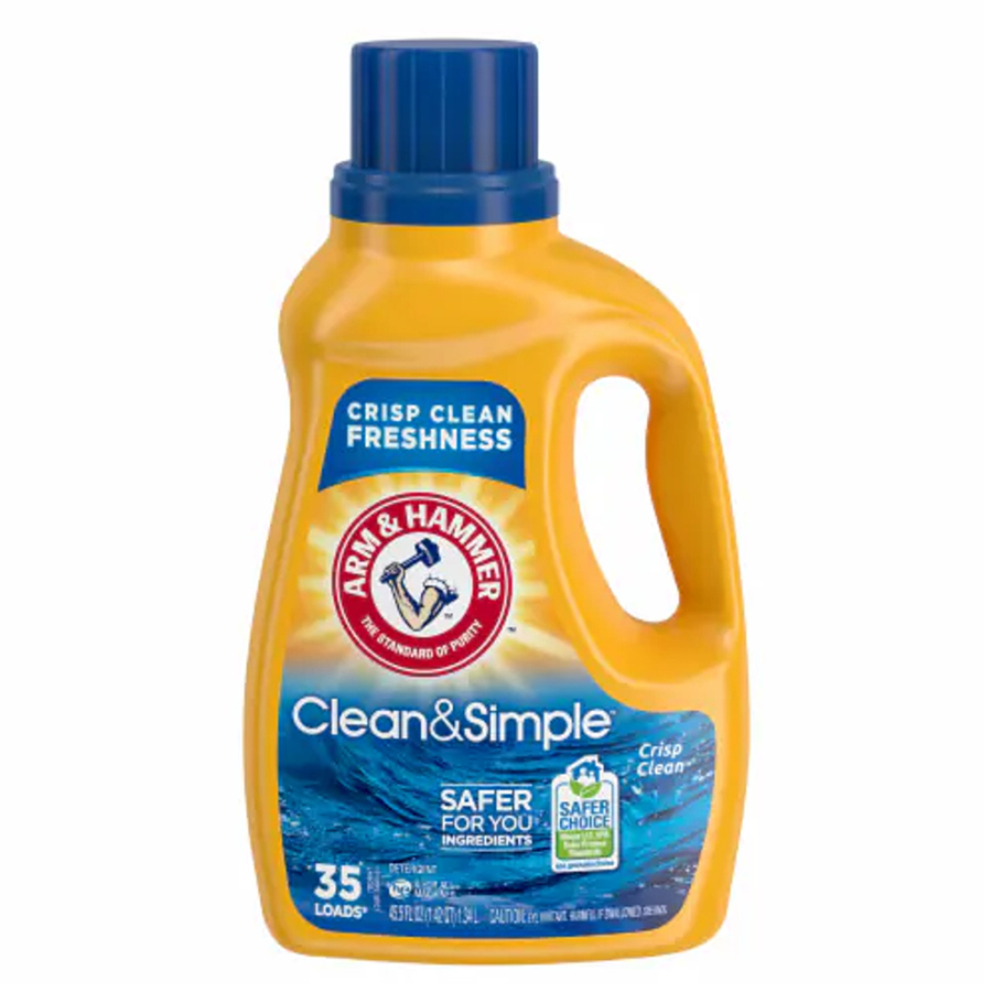 ARM & HAMMER LIQUID DETERGENT 45.5 OZ 35 LOADS CLEAN AND SIMPLE / CRISP LINEN