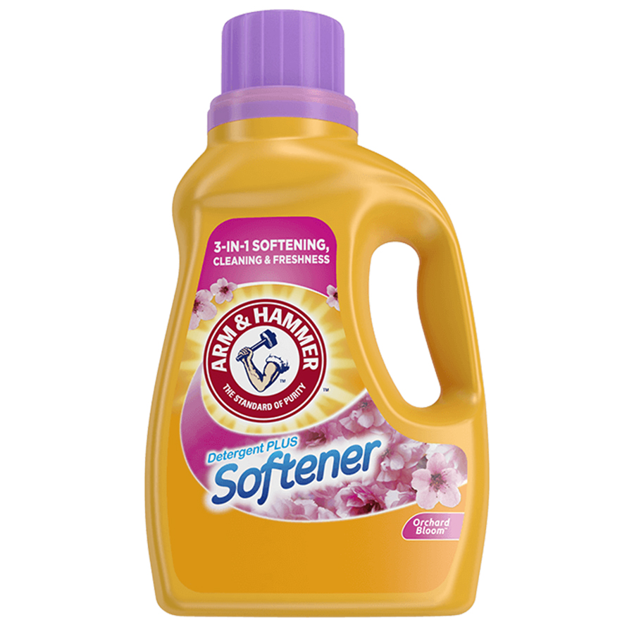 ARM & HAMMER LIQUID DETERGENT 45.5 OZ 35 LOADS DETERGENT PLUS SOFTNER / ORCHARD BLOOM