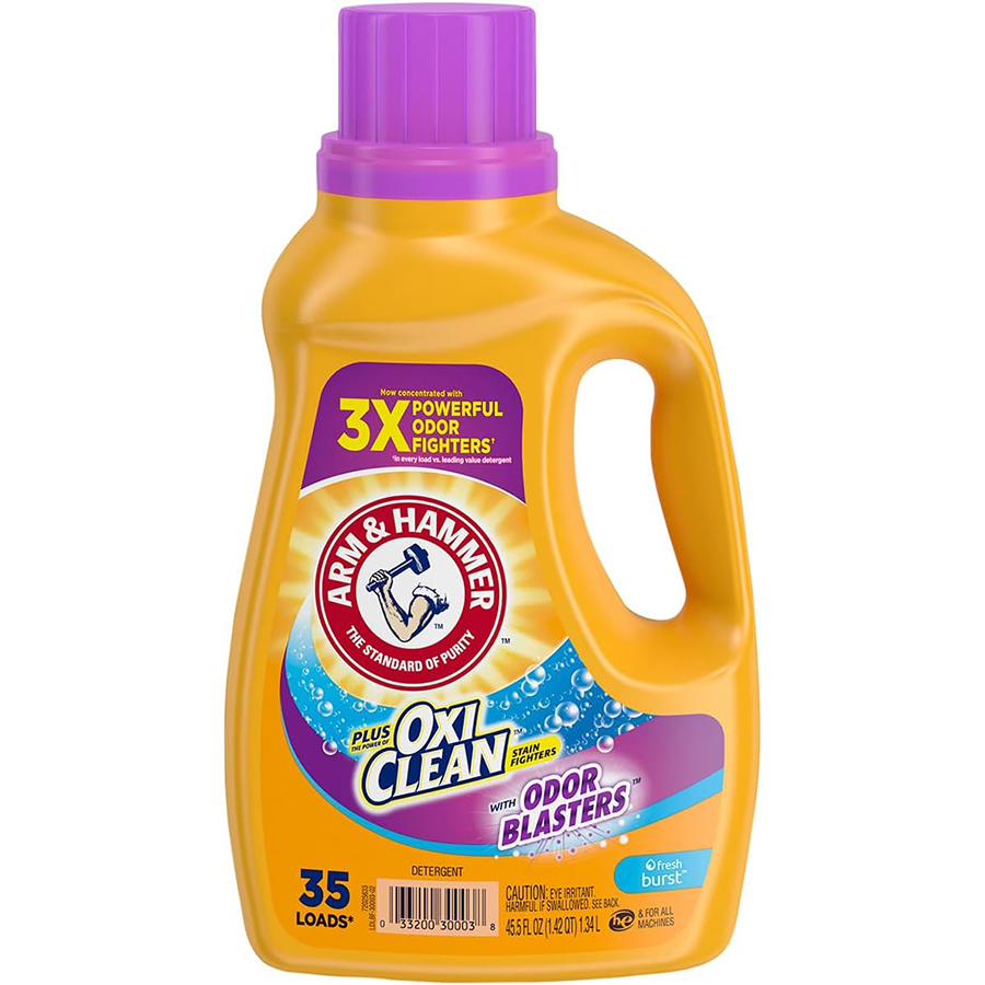 ARM & HAMMER LIQUID DETERGENT 45.5 OZ 35 LOADS FRESH BURST + OXI CLEAN ODOR BLASTERS