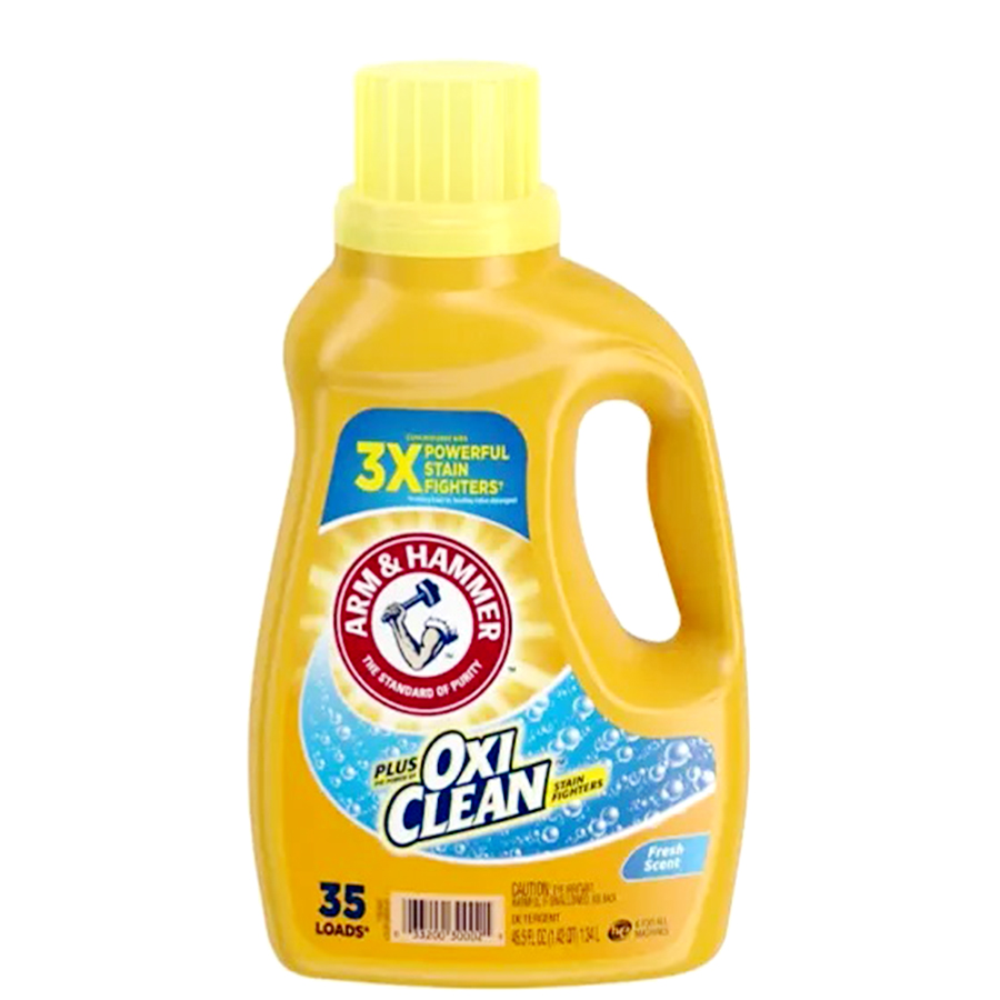 ARM & HAMMER LIQUID DETERGENT 45.5 OZ 35 LOADS FRESH SCENT + OXI CLEAN STAIN FIGHTERS