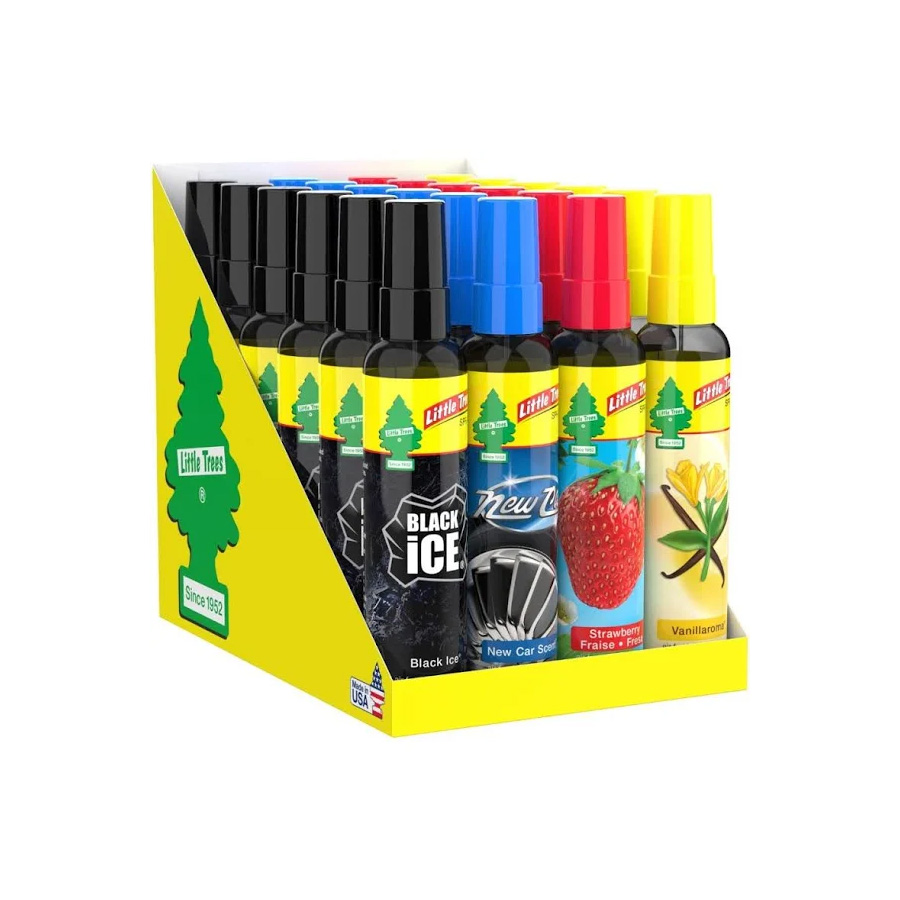 LITTLE TREES CAR FRESHENER 3.5 OZ SPRAY ASSORTED SHELF DISPLAY