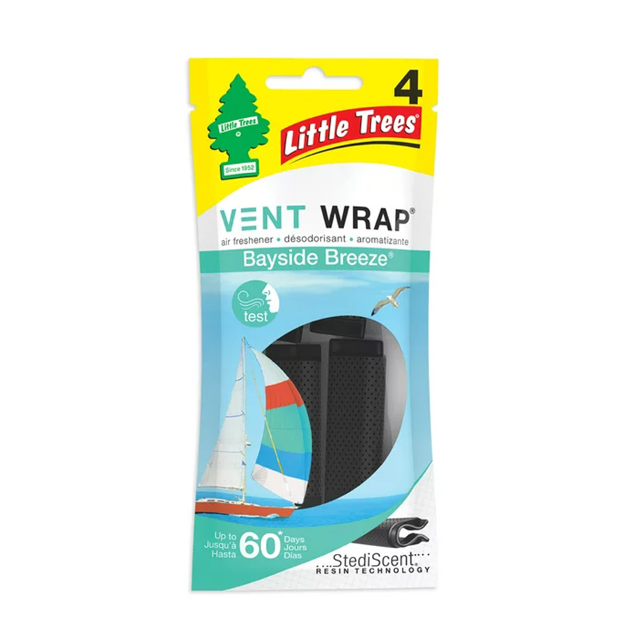 LITTLE TREES CAR FRESHENER 4 CT VENT WRAP BAYSIDE BREEZE