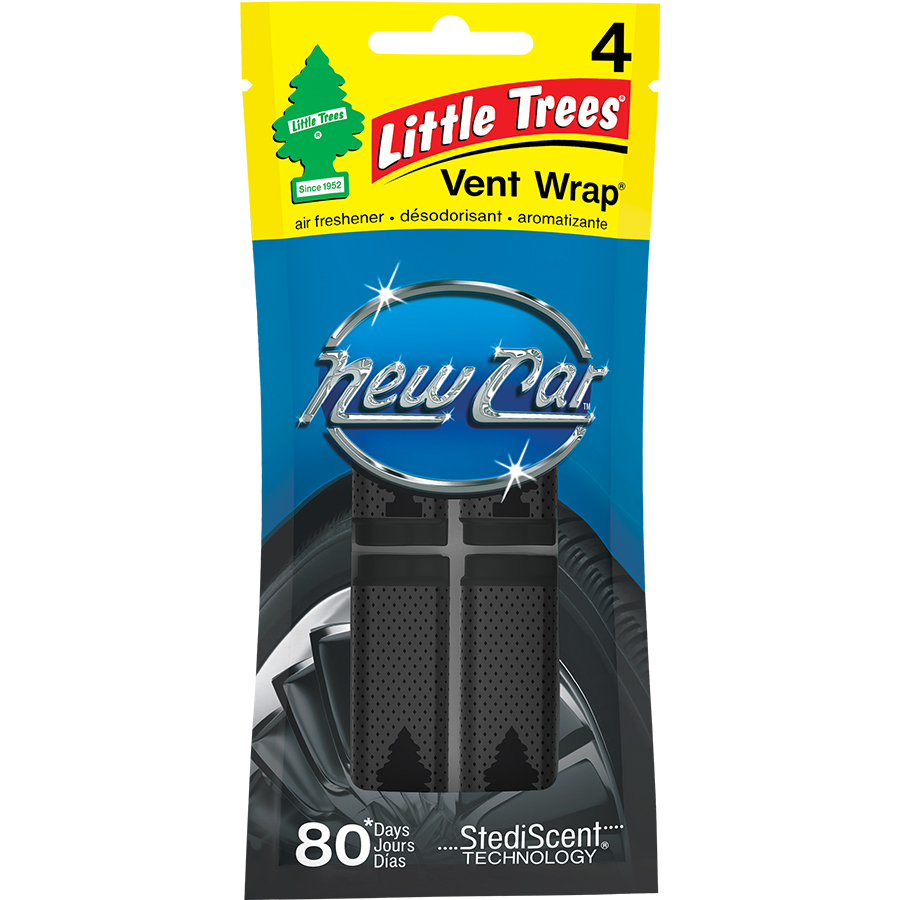 LITTLE TREES CAR FRESHENER 4 CT VENT WRAP NEW CAR
