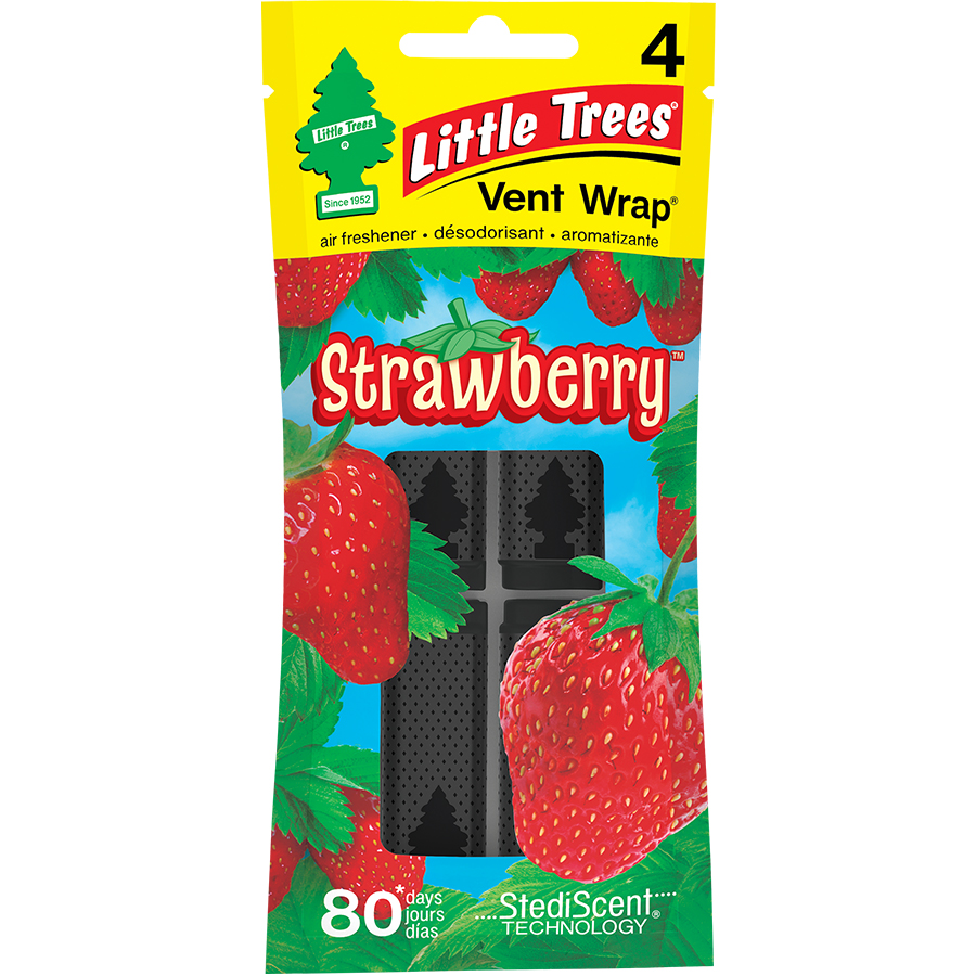 LITTLE TREES CAR FRESHENER 4 CT VENT WRAP STRAWBERRY