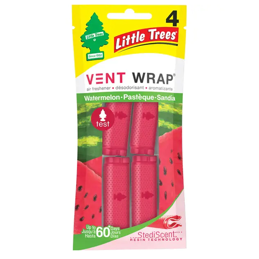 LITTLE TREES CAR FRESHENER 4 CT VENT WRAP WATERMELON