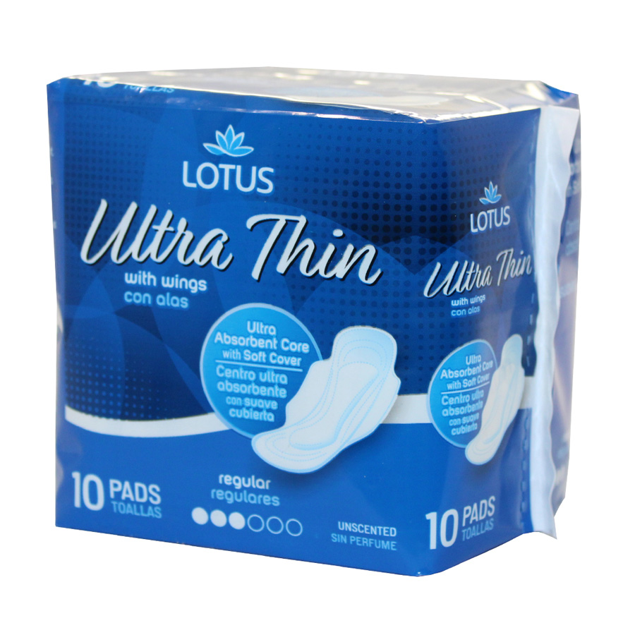 LOTUS REGULAR PADS 10 CT ULTRA THIN WITH WINGS