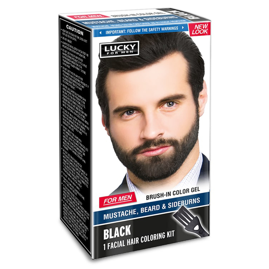 LUCKY HAIR COLOR MENS MUSTACHE & BEARD BLACK