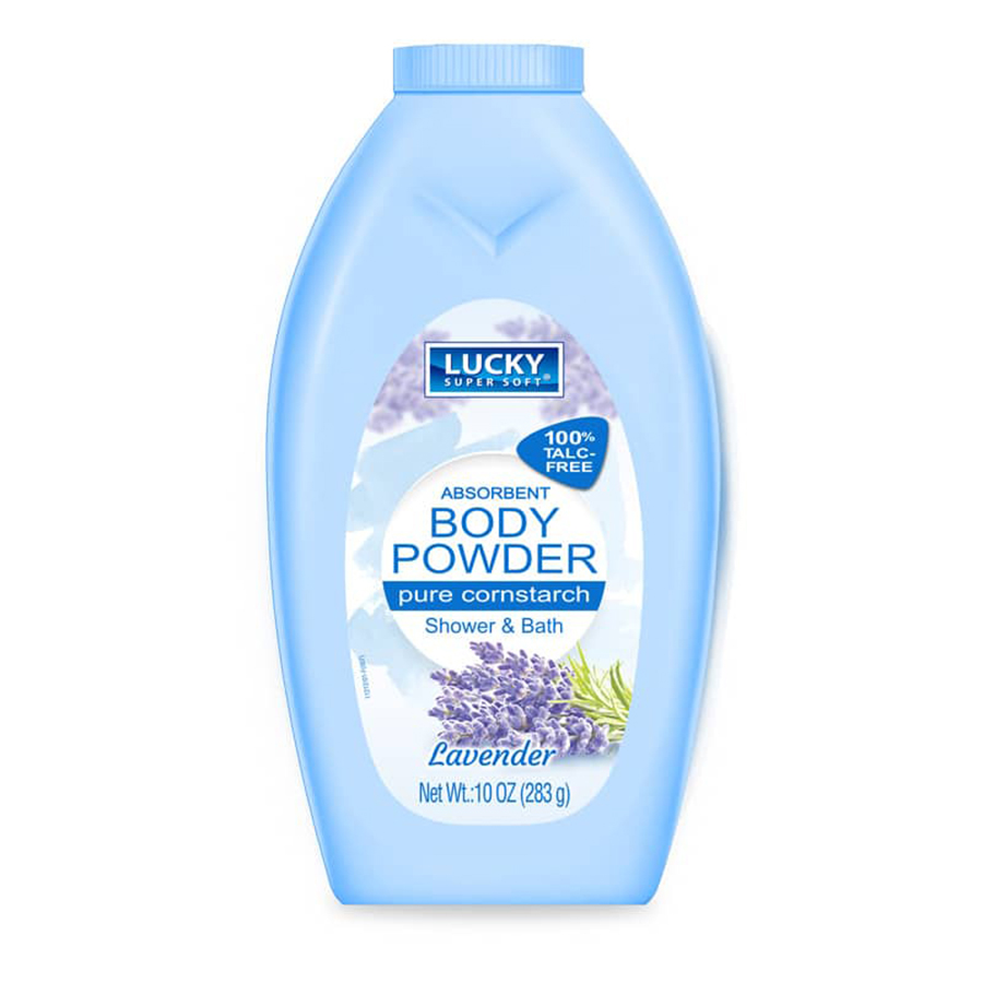LUCKY SUPER SOFT BODY POWDER 10 OZ CORNSTARCH LAVENDER
