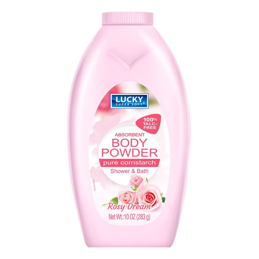 LUCKY SUPER SOFT BODY POWDER 10 OZ CORNSTARCH ROSY DREAM