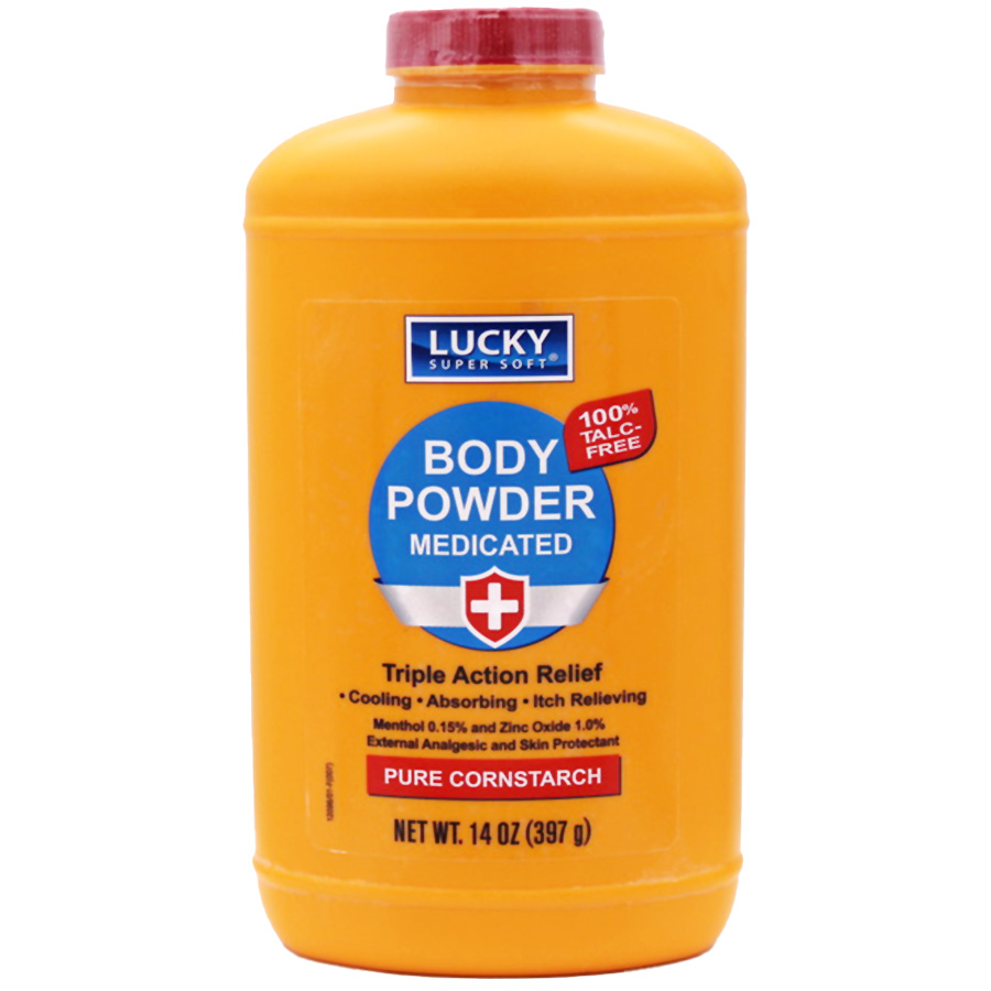 LUCKY SUPER SOFT BODY POWDER 14 OZ MEDICATED CORNSTARCH
