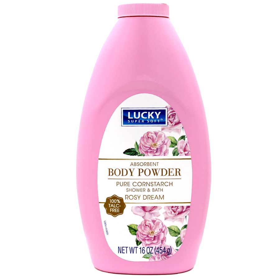 LUCKY SUPER SOFT BODY POWDER 16 OZ CORNSTARCH ROSY DREAM