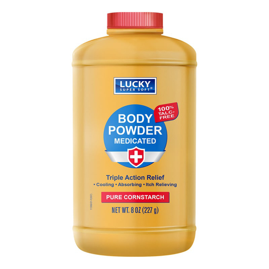 LUCKY SUPER SOFT BODY POWDER 8 OZ MEDICATED CORNSTARCH POWDER