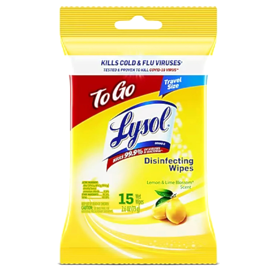 LYSOL DISINFECTING WIPES 15 CT TO GO LEMON & LIME