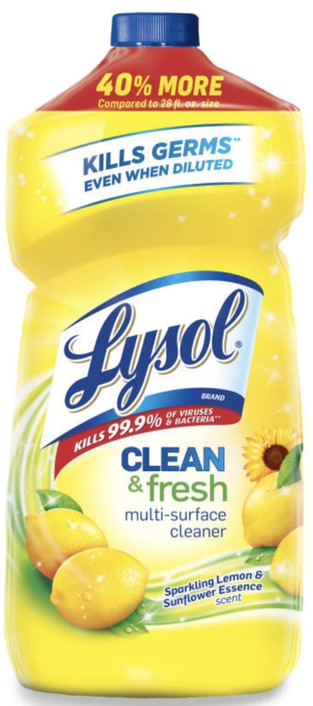 LYSOL MULTI SURFACE CLEANER 40 OZ SPARKING LEMON &SUNFLOWER ESSENCE