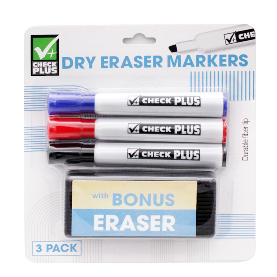 MARKER WITH 3 ERASER 3 PK