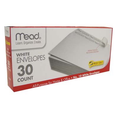 MEAD ENVELOPES 30 CT SELF - ADHESSIVE WHITE