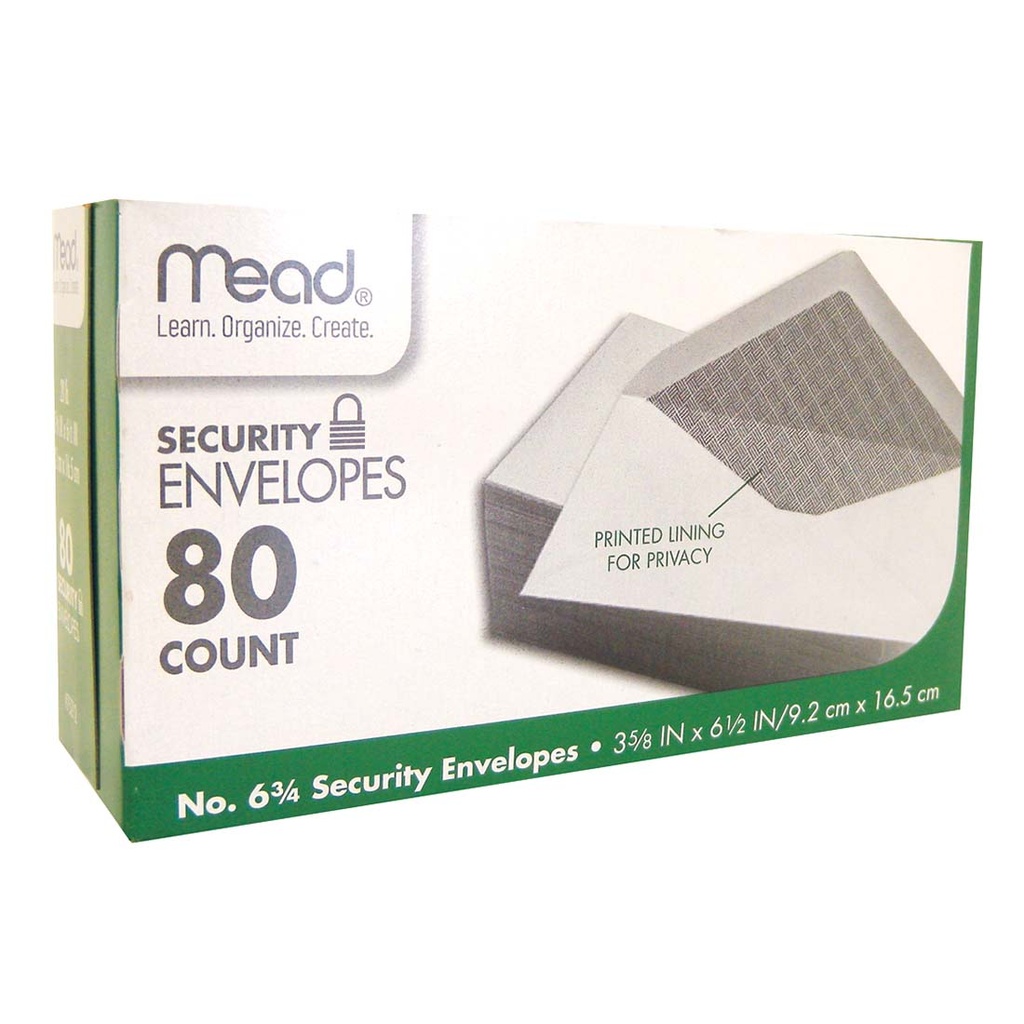 MEAD SECURITY ENVELOPES 80 CT WHITE(USA)