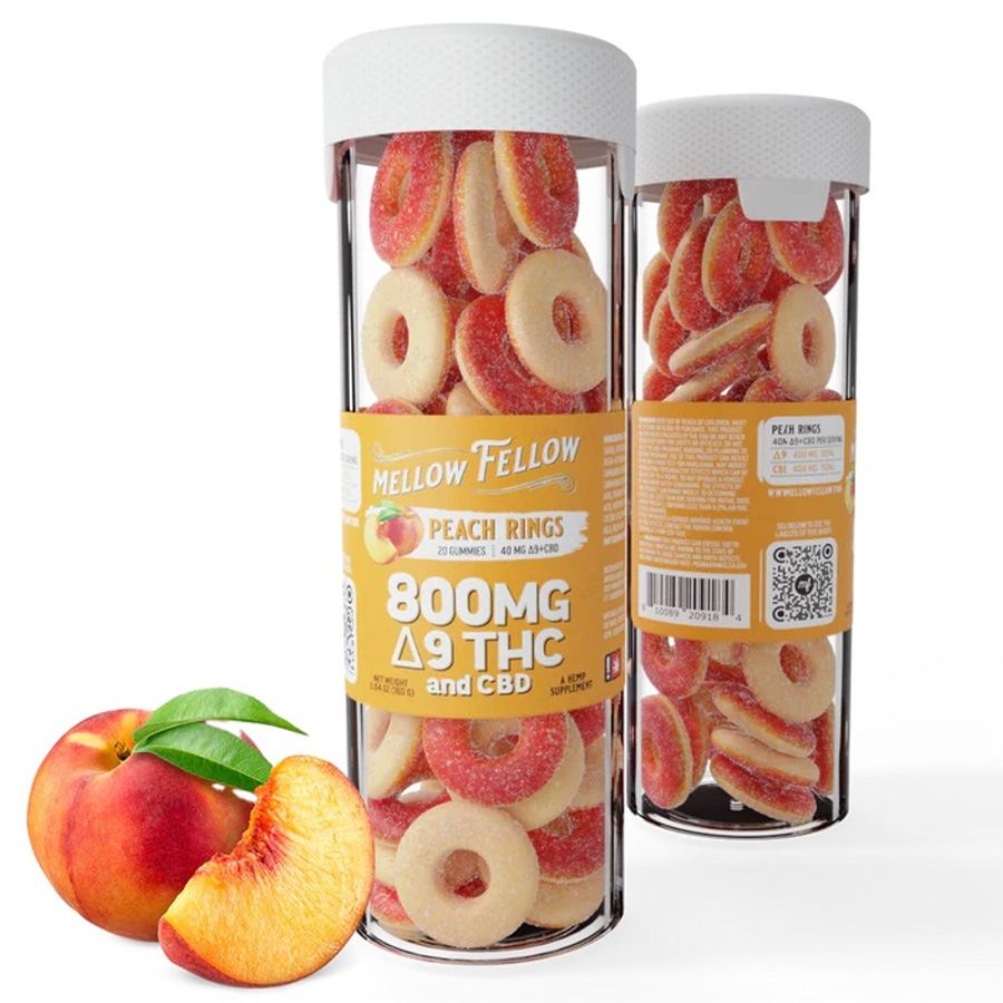MELLOW FELLOW EDIBLES DELTA 9 800 MG PEACH RINGS