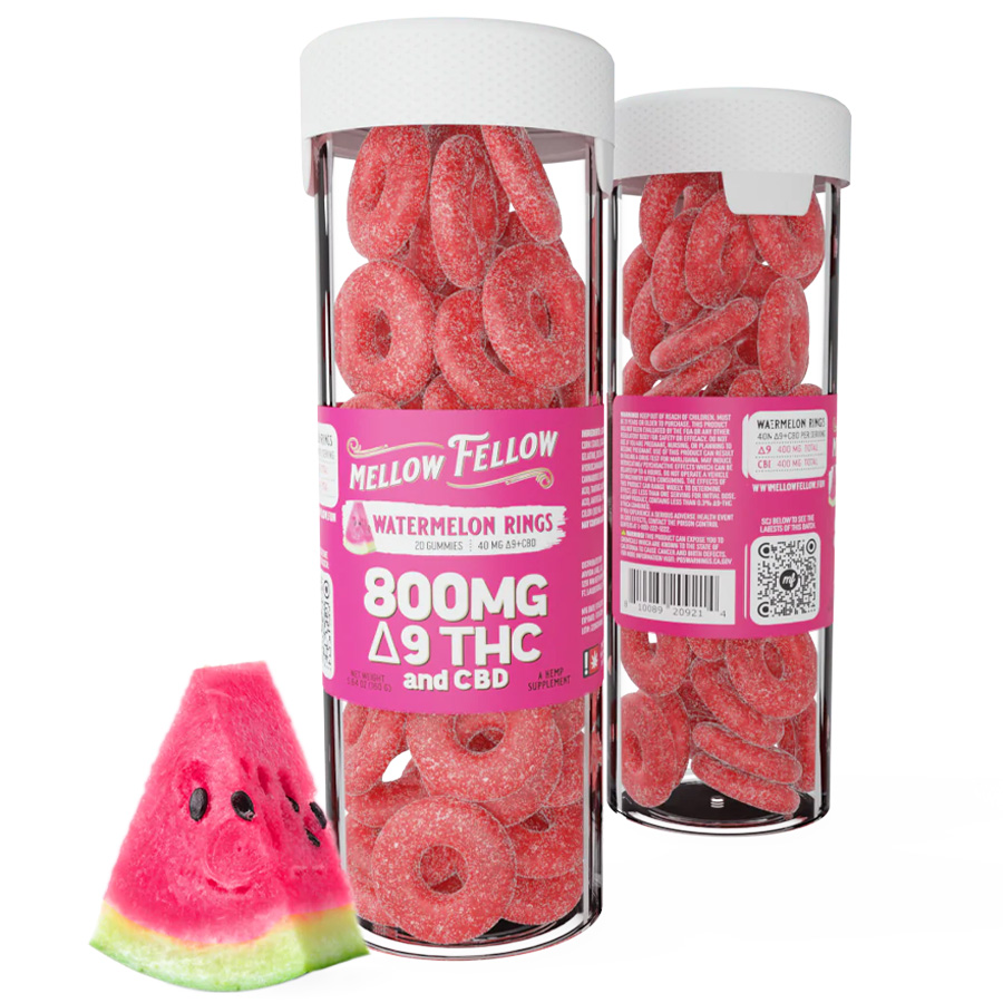 MELLOW FELLOW EDIBLES DELTA 9 800 MG WATERMELON RINGS