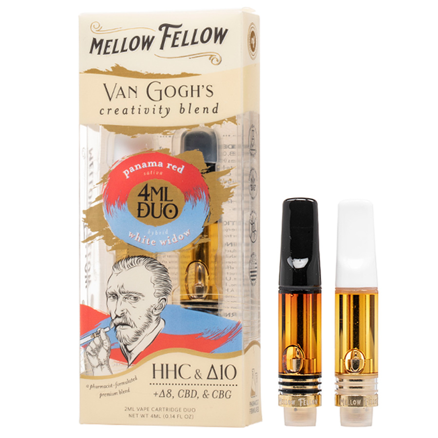 MELLOW FELLOW VAPE CARTRIDGE DUO 4 ML VAN GOGH'S CREATIVITY BLEND PANAMA RED & WHITE WIDOW