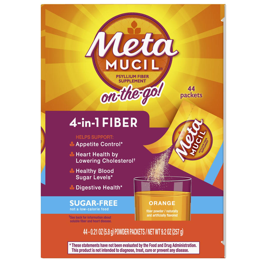 METAMUCIL FIBER SUPPLEMENT 44 CT ORANGE ON THE GO PACKETS