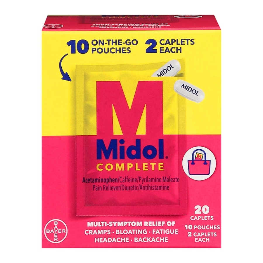 MIDOL COMPLETE ON-TH-GO CAPLETS 2 CT BOX