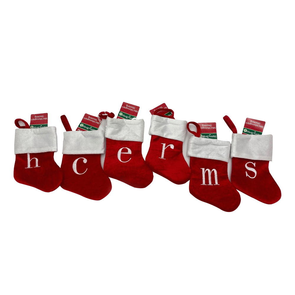 MINI MONOGRAM CHRISTMAS STOCKINGS ASST