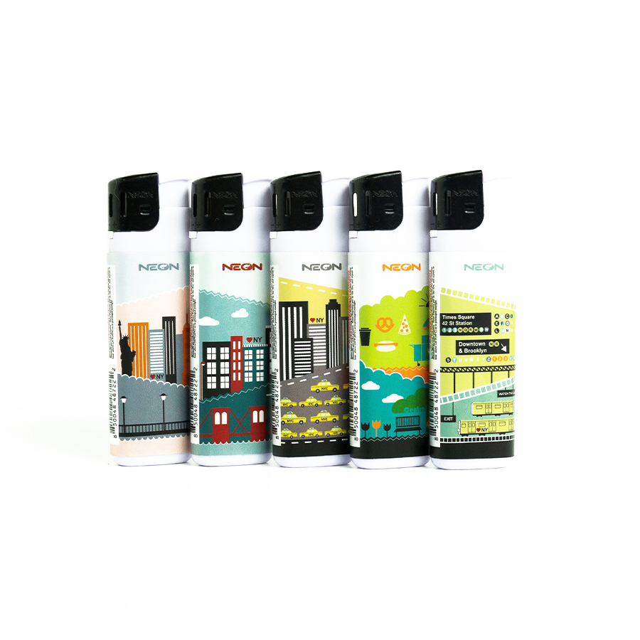 MK LIGHTER  1 CT NEON POCKE LIGHTER REFILLABLE BIG APPLE SET