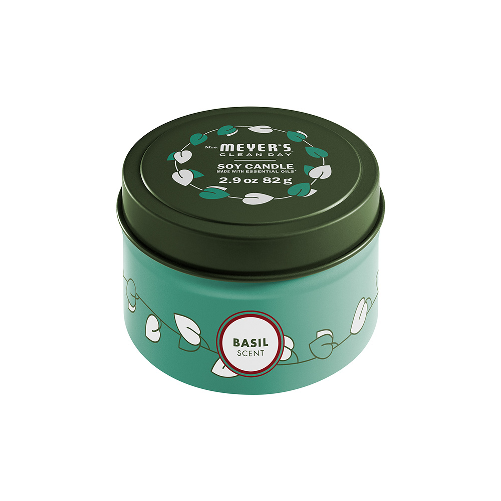 MRS. MEYERS TIN CANDLE 2.9 OZ BASIL