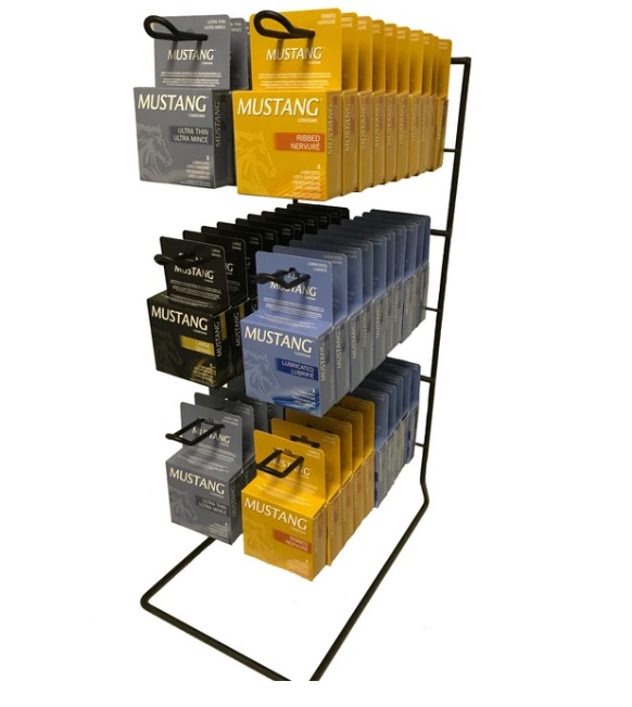 MUSTANG CONDOM 3 CT RACK ASSORTED DISPLAY