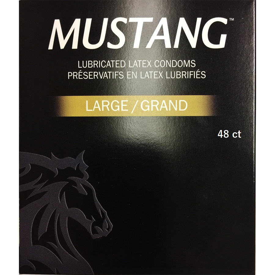 MUSTANG COUNTER DISPLAY CONDOM 1 PK LARGE BLACK