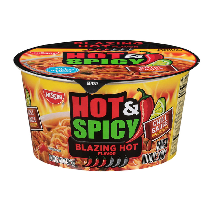NISSIN CUP NOODLES 3.26 OZ HOT & SPICY BLAZING FLAVOUR