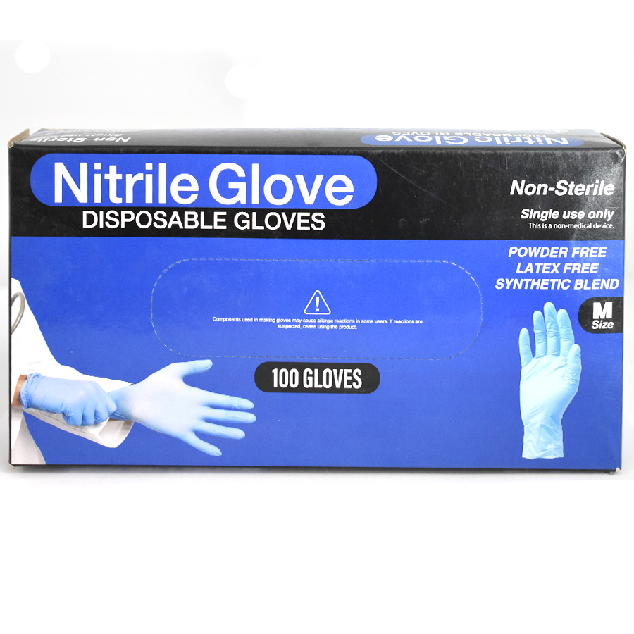 NITRILE DISPOSABLE GLOVE 100 CT BLUE