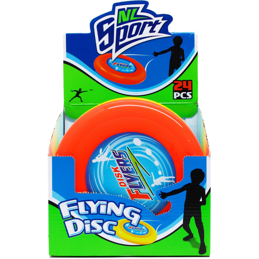 NL SPORT FLYING DISK 7.75 IN 4 ASSORTED COLORS IN DISPLAY BOX