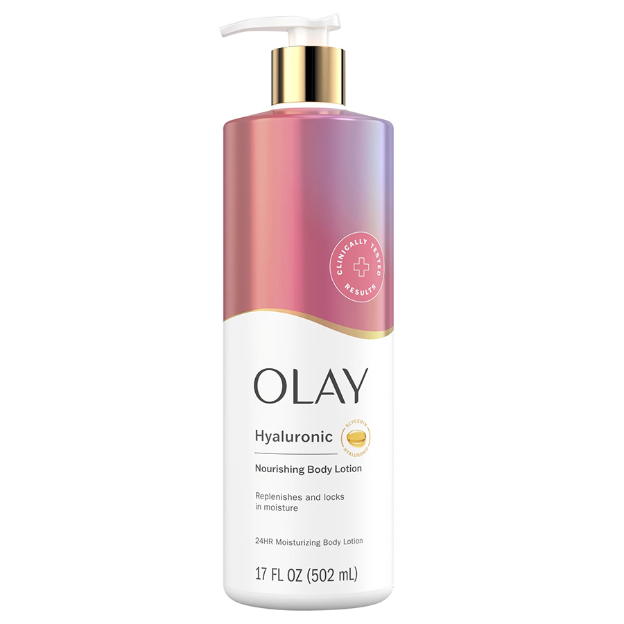 OLAY BODY LOTION 17 OZ / 502 ML NOURISHING & HYDRATING WITH HYALURONIC ACID WITH PUMP
