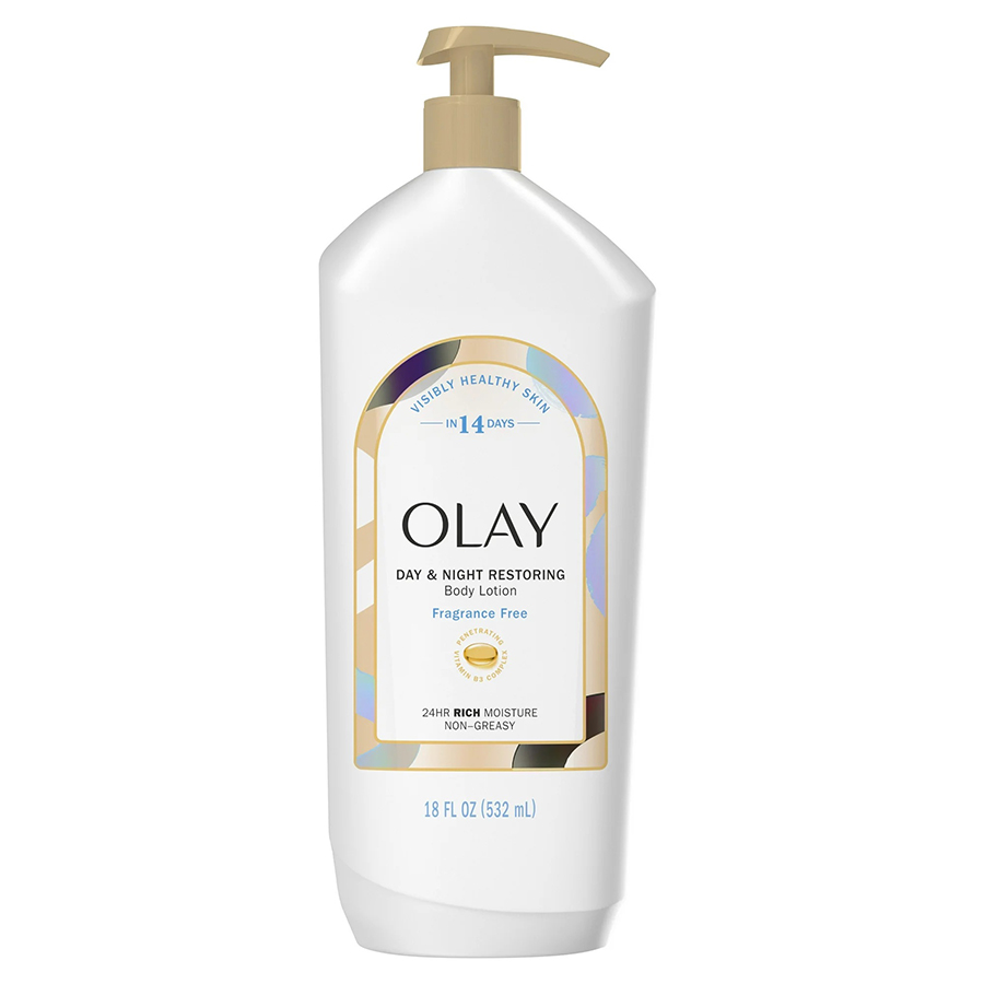 OLAY BODY LOTION 18 OZ 532 ML DAY & NIGHT RESTORING FRAGRANCE FREE