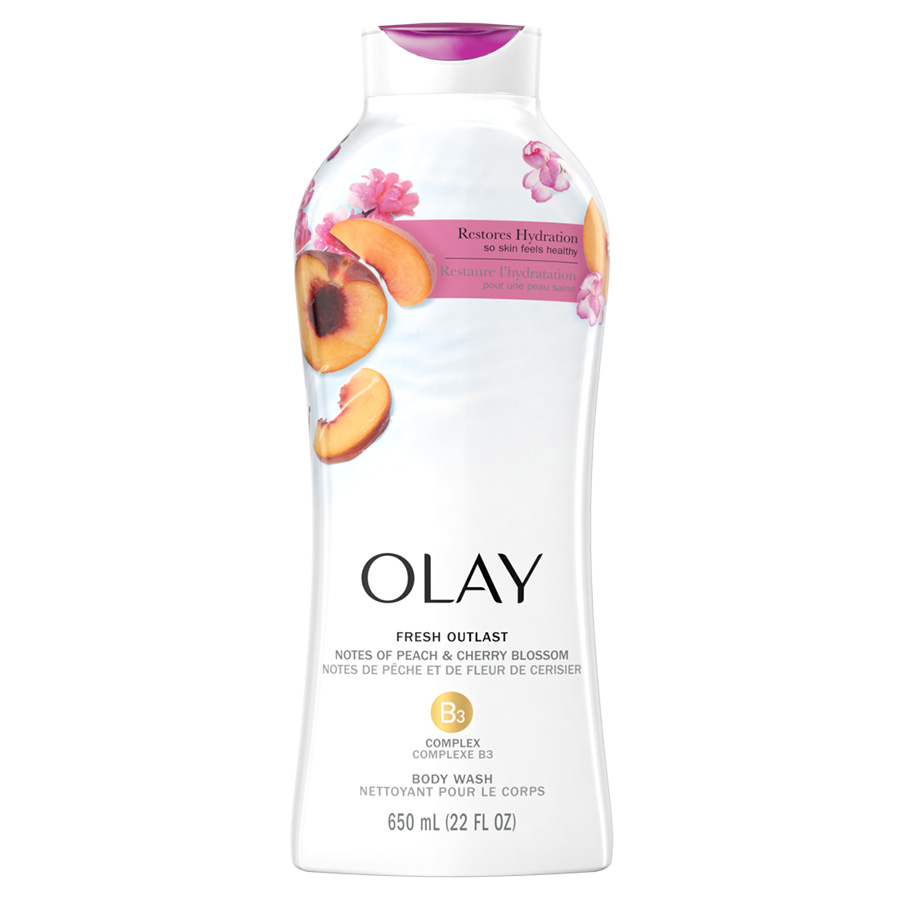 OLAY BODY WASH 22 OZ PEACH AND CHERRY BLOSSOM