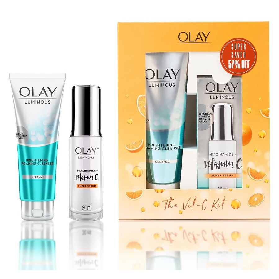 OLAY LUMINOUS NIACINAMIDE+VITAMIN C SUPER SERUM 30 ML + LUMINOUS BRIGHTENING FOAMING CLEANSER 100 G