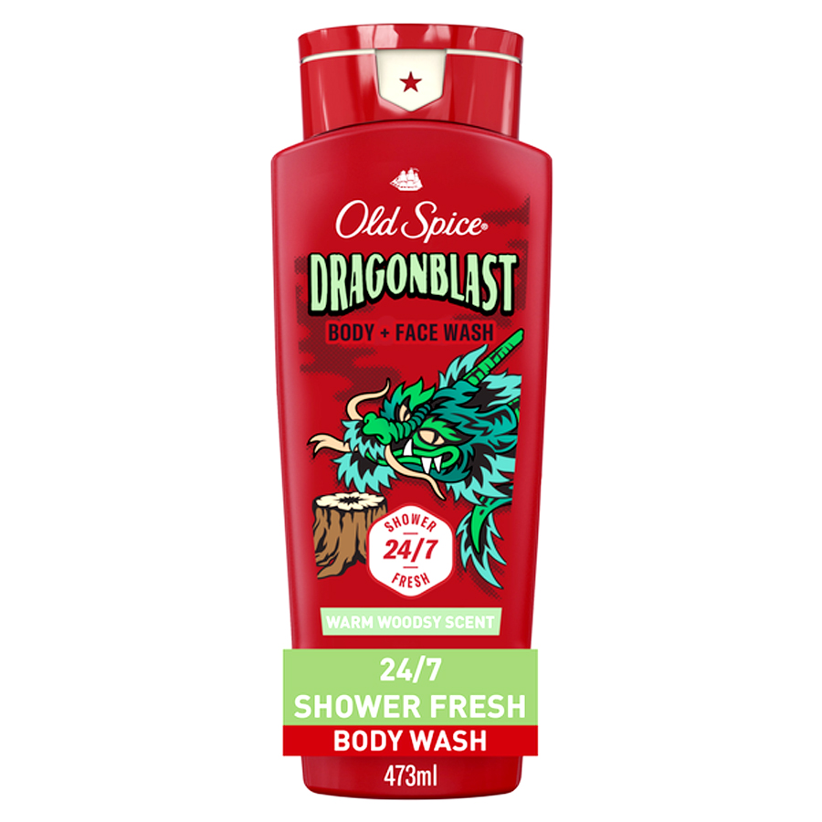 OLD SPICE BODY WASH 16 OZ DRAGONBLAST, LONG LASTING LATHER