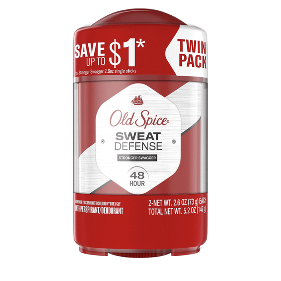 OLD SPICE DEO STICK 2.6 OZ 2 PK SWEAT DEFENSE PURE SPORT PLUS STRONGER SWAGGER