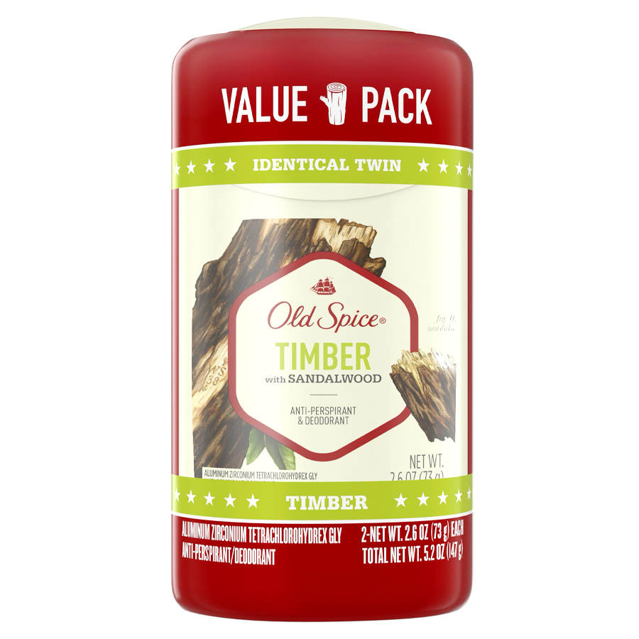 OLD SPICE DEO STICK 2.6 OZ 2 PK TIMBER WITH SANDALWOOD