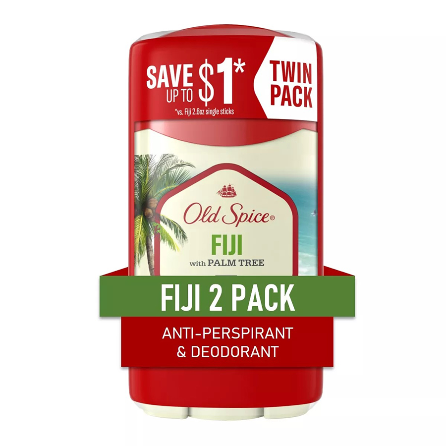OLD SPICE DEO STICK 2.6 OZ TWIN PACK FIJI WITH PALM TREE